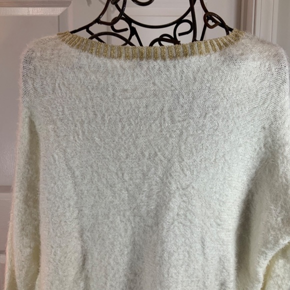 Juicy Couture Fuzzy Y2K Metallic Gold Sweater Size XL - Picture 6 of 9